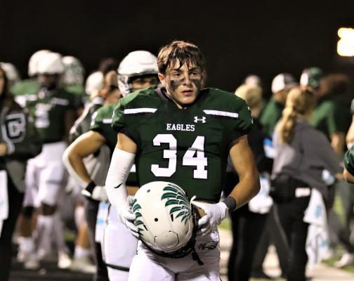 Sophomore Carson French, one of many underclassmen starters for the Eagles, has shown serious signs of promise since being added to Varsity ahead of Canton’s game against Van on Sept. 30. Photo by Lianna Reid