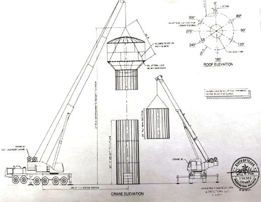 Ruppenthal displayed this image during his presentation to the council, which offers details on how the water tower elevation project is anticipated to be carried out. Courtesy photo