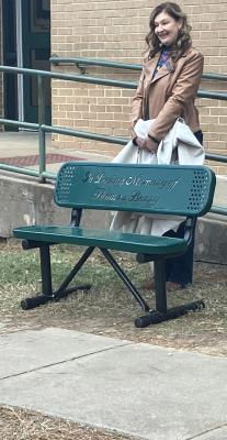 A bench was dedicated in the memory of Thomas Berry Nov. 29 at Canton Elementary School. If a child is lonely or they don’t have anyone to play with, they can sit on the bench and some child can choose to be kind and come and get them to play. Remember to always be kind. Canton Elementary School Principal Meredith Wiley is shown with the bench. Photo by Susan Harris