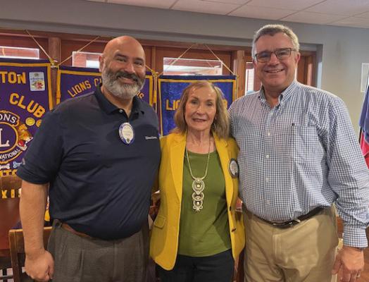 City of Canton Assistant Manager Steve Ruppenthal, right, was the guest speaker Feb. 7 during the regular weekly luncheon of the Canton Lions Club at the Van Zandt Country Club. Canton Lions Club member Roxie Cluck introduced Ruppenthal. Also shown is Canton Lions Club President Jesse Carranza. Photo by Terrie Harrison