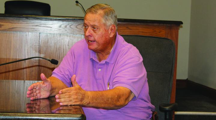 Canton City Manager Lonny Cluck shared his views Jan. 16 during a meeting that included numerous Van Zandt County and city officials from throughout VZC at Canton City Hall. They discussed potential VZC Special Road Tax funding options for cities in VZC. Another meeting will be scheduled at a future date involving the VZC Commissioners Court and mayors throughout VZC. Photos by David Barber