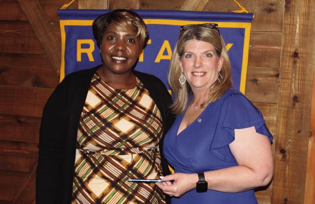 An appreciation pen was presented to guest speaker, Malaika Orphanage Children Foundation (MOCF) Founder and President Betty Bengo, left, by Canton Rotary Club President-Elect and Van Zandt Newspapers L.L.C. General Manager Tiffany Hardy at the conclusion of the weekly Canton Rotary Club Luncheon May 16 at Craft 64. Story on page 3A. Photo by David Barber