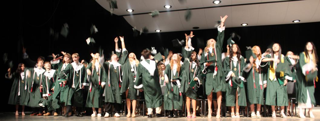 Members of the Canton High School Class of 2025 celebrate the end of their high school careers at the close of their graduation ceremony May 16 at the Larry Davis Auditorium. The graduation ceremony was held indoors due to inclement weather conditions at Norris Birdwell Stadium. Photo by Susan Harris