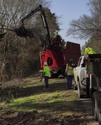 Debris cleanup work began on VZCR 2318 following last year’s storms in Van Zandt County. Significant tree damage from the May and June storms in 2024 was reported. Local, state, and federal disasters were declared due to the damage in VZC and many surrounding counties. Courtesy photo