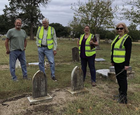 Members of the Van Zandt County Historical Commission recently visited the Cana Cemetery including left to right, Jeff Priest, Elvis Allen, Lisa Mays-Gonzalez, and Cindy Cooper. Courtesy photos