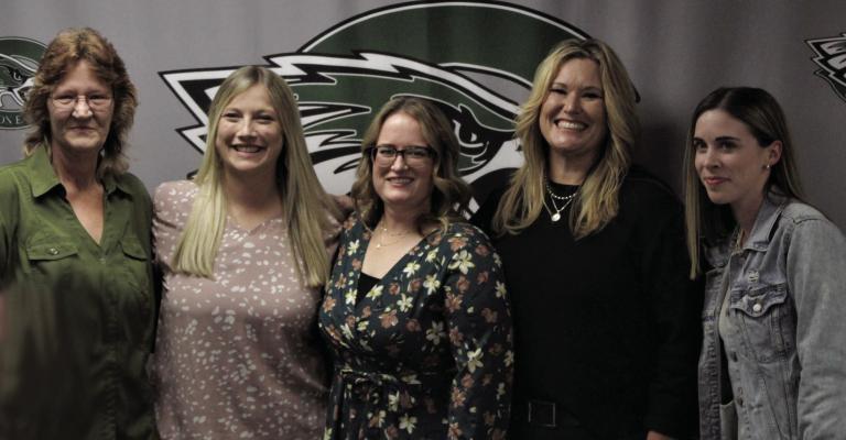 Nita Stuart, Brooke Keith, Sarah Smith, Amanda Burch, and Kylie Jeffcoat were honored as the October Employees of the Month at the Board of Trustees meeting on Oct. 17. Photo by Ethan Adams