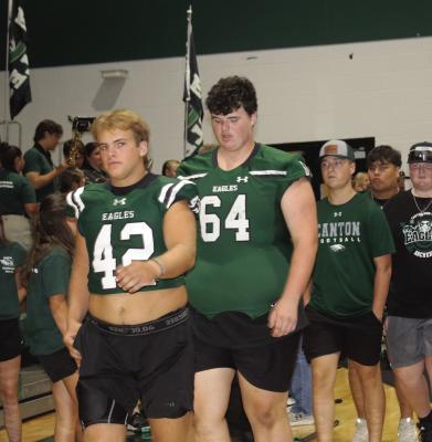Members of the Canton Eagle football and volleyball teams were introduced Aug. 9 during the annual ‘Meet the Eagles’ night in the Canton High School Gymnasium. Following the recognition, the Eagle football team hit the field for a practice session at Norris Birdwell Stadium. Photo by Susan Harris