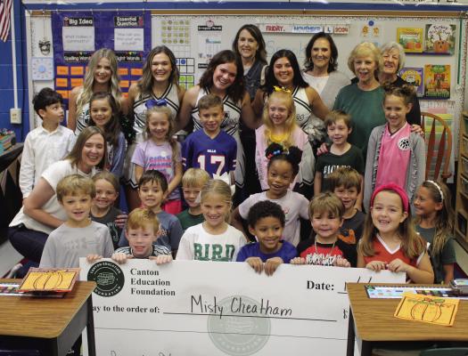 Misty Cheatham, Canton Elementary School teacher, was recognized by the Canton Education Foundation Nov. 1 for her ‘Empowering Writers’ project which received a foundation grant check totaling $931.96. See more on 7A. Photo by David Barber
