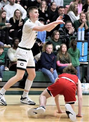 Layne Etheridge throws a pass during the second quarter of Canton’s 49-33 victory on Friday, Jan. 13. The win moves the Eagles to 3-1 in district play. Photo by Lianna Reid