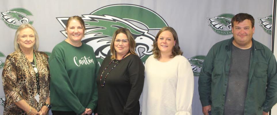 The Canton School Board recognized their ‘Employees of the Month’ during their regular monthly meeting Dec. 11. Recognized were left to right, Bonnie Beverly, high school; Brandy Gomez, elementary; Tresa Shiflet, junior high; Amber Westmoreland, intermediate school; and Cody Henson, support staff. Photo by David Barber