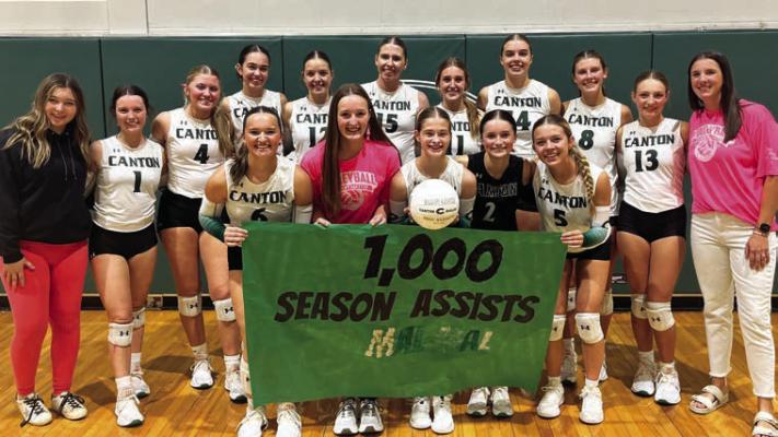 Canton Eaglette setter Mallory Alexander reached a season assist milestone of 1,000 assists. She was recognized for her accomplishment following Canton’s victory over Van Zandt County rival, Van, Oct. 18. Courtesy photo