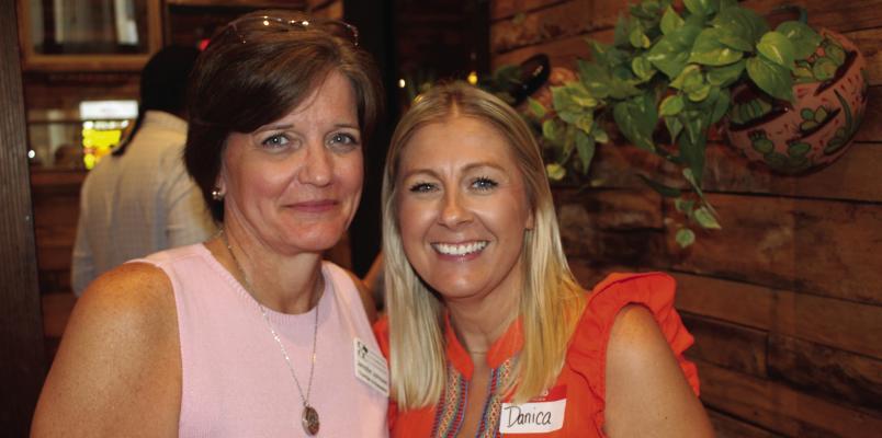 Canton Texas Chamber of Commerce Administrator Danica Harris, right, and Chamber Ambassador Jennifer Johnson of Elliott &amp; Waldron Abstract &amp; Title Company were among those in attendance June 2 for the ‘Chamber After 5’ networking gathering at Los Hermanos Restaurant located on the south side of the downtown square. Photos by David Barber