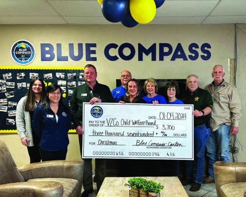 Blue Compass RV presented a donation check last month to the Van Zandt County Child Welfare Board that helped in providing toys for many children in need during the Christmas season. Blue Compass RV’s theme for December 2023 was ‘Give Back.’ Courtesy photo