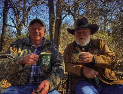 Luke, left, and his good friend Larry Weishuhn, both well into their 70s, continue to enjoy the outdoor lifestyle as very active outdoorsmen but each do so in a slower, safer manner than they did as younger men. Photo by Jeff Rice