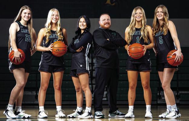 The Canton Eaglettes will travel to Brownsboro Feb. 2 before closing out their regular season schedule on ‘Senior Night’ at home against the Van Lady Vandals Feb. 6. Seniors standing with Coach Carrell are left to right, Katrina Morphis, Caroline Stern, Halle Hawes, Payton Bray, and Kaylee Crawford. Courtesy photo