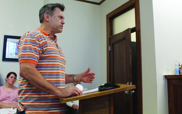 Matt Matura, a Van Zandt County resident, shared his thoughts during the ‘public comments’ portion of the Nov. 5 regular meeting of the VZC Commissioners Court regarding a proposal by the commissioners’ court to purchase the Paul Michael Building. The purchase was approved by a 3-1 vote. Photo by David Barber