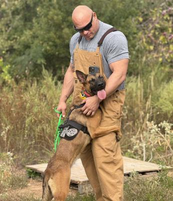 ‘Ozi’ recently became the newest addition to the Canton Police Department and is shown with his partner, Canton Police Department Officer Chad Mattingly. ‘Ozi’ is a Belgian Malinois that came from Poland. His first dog, ‘Mido,’ was the first K-9 to be a part of the police department in 2019. ‘Mido’ recently retired due to health issues. Photo by Susan Harris