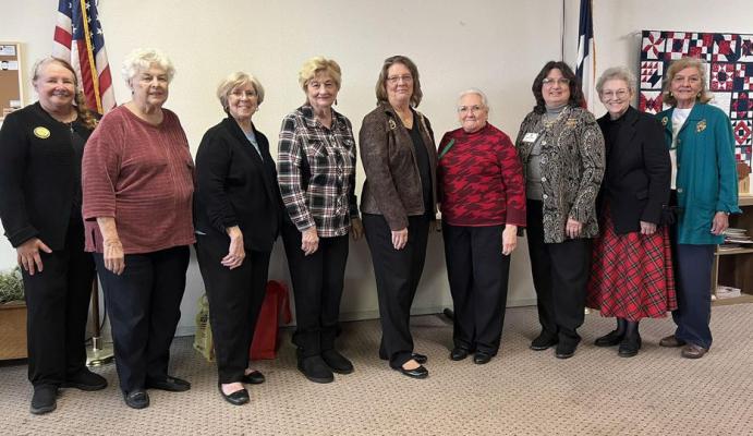 Carrie Anne Wilson-Woolverton, Joann Bowman, K. Jenschke, Lana Filgo, Sherrie Archer, Becky Rosson, Tammy Mouliere, Karen Kurth Hall and Pat Thibodeau were among the attendees of the final Martin’s Hundred Chapter, Texas Society Colonial Dames XVII Century chapter meeting of 2022. Courtesy photo