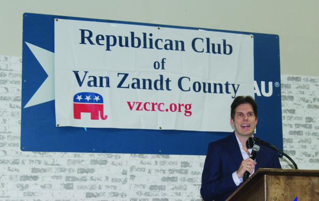 Richard Garza II, a representative on the Northeast Texas Regional Water Planning Group, was one of the featured speakers during the regular monthly meeting of the Republican Club of Van Zandt County meeting held Aug. 25 at the VZC Farm Bureau Event Center in Canton. Photos by Susan Harris