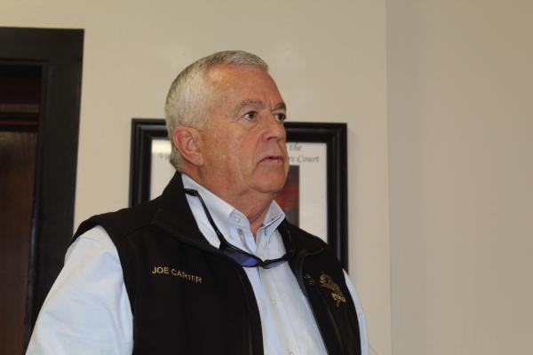 Van Zandt County Sheriff Joe Carter met with the VZC Commissioners Court during its Jan. 17 regular meeting to request the creation of two deputy cadet positions in the VZC Sheriff’s Department. The commissioners’ court tabled any action until they could hold a workshop on the subject scheduled for Jan. 24. Photo by David Barber