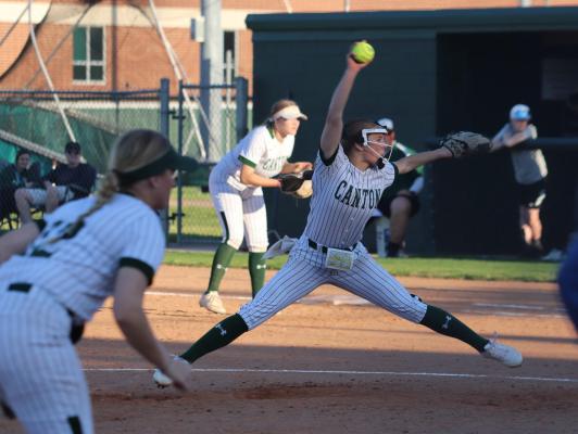 Jaycee Bullard earned the win in two complete games this past week, as the Eaglettes set up an elimination game with Mabank on Tuesday, April 18. Photo by Lianna Reid
