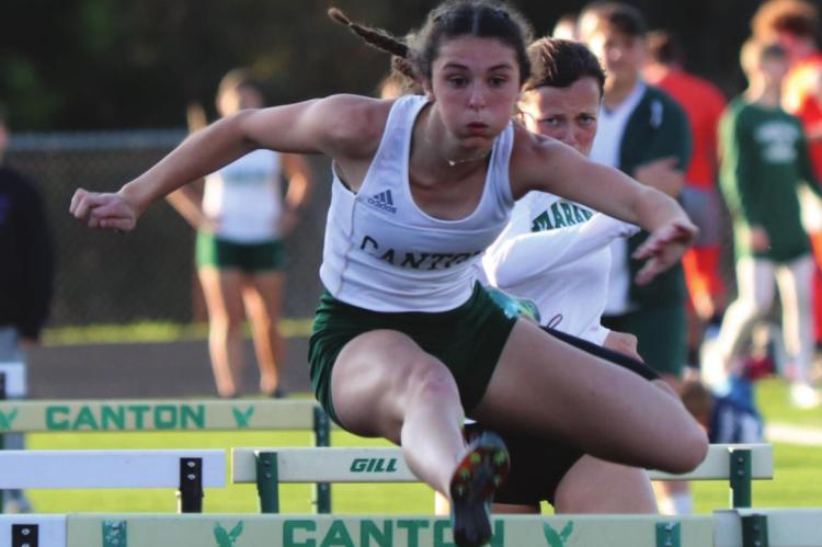 Hannah Cade, a Class 4A State Track and Field Meet bronze medalist in the 100 meter hurdles in 2021, will make a return trip to Myers Stadium in Austin May 12-14 to compete in both the hurdles and pole vault. Cade will be joined in Austin by freshman Jaxson Hubble and senior Preston Yarber. Photo by Lianna Reid
