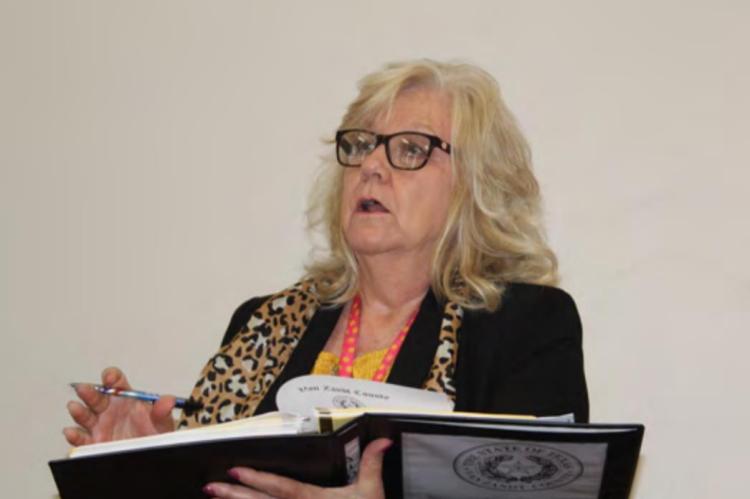 Van Zandt County Auditor Sandy Hill presented a series of fiscal year 2022 budget amendments May 25 during the regular meeting of the VZC Commissioners Court. Photo by David Barber