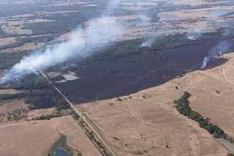 An aerial view taken during last week’s local grass fire outbreak shows a small slice of the damage done in Van Zandt County. Courtesy photo