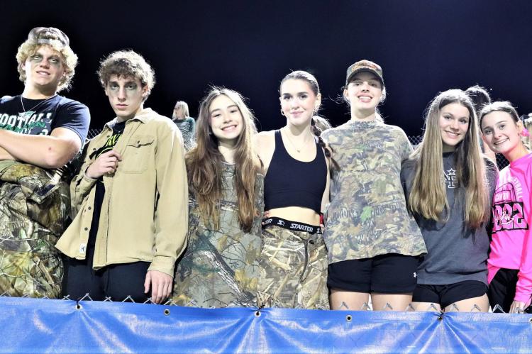 Canton students dressed to a ‘Camo Night’ theme to support the Eagles on the road in Brownsboro on Friday Photos by Canton ISD Yearbook Staff