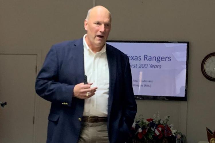 Kenny Ray, retired Texas Ranger, speaks at the Van Zandt County Genealogical Society meeting July 23. Courtesy photo