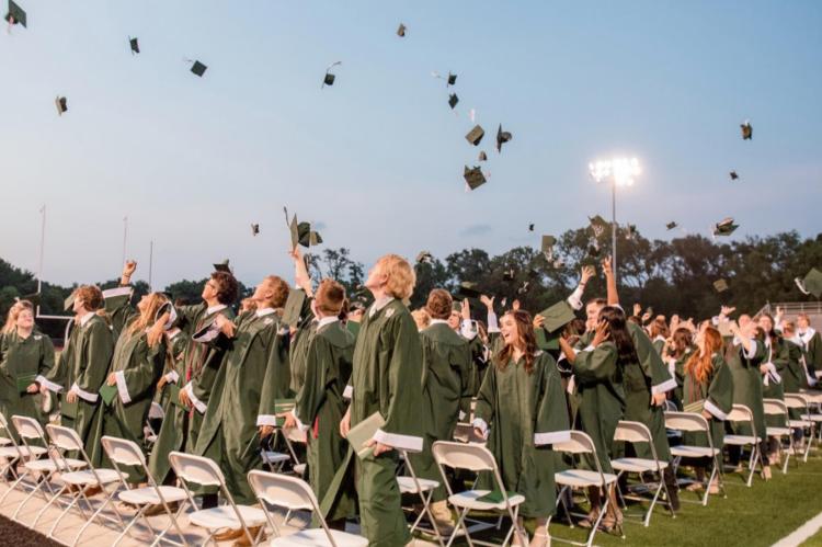 The Canton High School Class of 2022 held commencement ceremonies on Friday, May 20 at Norris Birdwell Stadium. A packed stadium with standing room only was witness to the occasion as the senior class graduated. As the graduates neared the end of the ceremony, school officials congratulated the graduates and said “Let ‘em fly,” in regard to the graduates hats. See more photos of graduation on page 2A. Photo by Faith Caughron