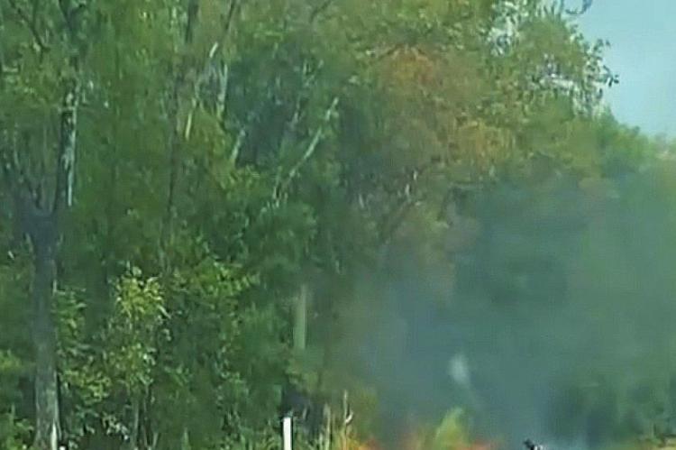The driver of the truck later abandoned the burning trailer along a county road in east Kaufman. Video Screenshot Courtesy Kevin Guerra