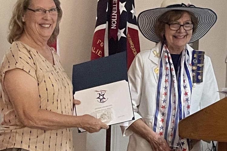 Sherrie Archer and Pat Thibodeau were among the attendees of the Captain James Burleson Chapter, US Daughters of 1812, and the James Pinckney Henderson Chapter, Daughters of the Republic of Texas, meeting held in Canton July 23. Courtesy photo