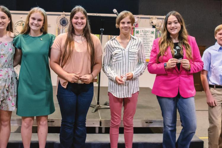 The 2022-‘23 County Council members and the clubs they represent are: President Maci Schley, Project Club; 1st VP Sydni Schley, Free State 4-H; 2nd VP Payton Roberts, Project Club; Secretary, Charlene Vickle, Shooting Sports; Treasurer, Addison Granberry, Free State 4-H; and Parliamentarian TJ Kole, Archery. Not pictured is Historian/Reporter Wesley Buie, Shooting Sports.