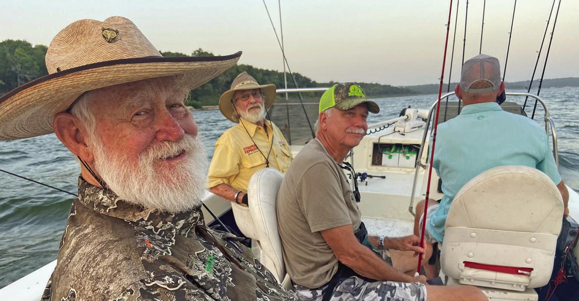 Luke and some great friends, Larry Weishuhn aka. “Mr. Whitetail in foreground, Bill Carey, Jeff Rice and our guide Todd Mehalko enjoyed some great striper fishing last week at Lake Texoma with Striper Express. Photo by Luke Clayton